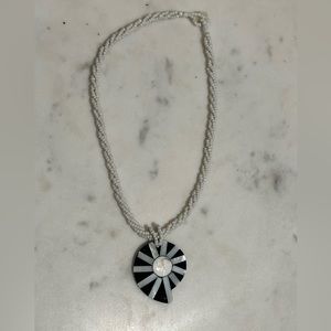 Gorgeous Mother of Pearl and Onyx Black Necklace